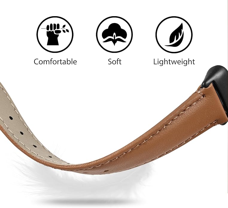 Leather Watch Bands Compatible with Fitbit Charge 6/Charge 5,Genuine Leather Replacement Straps for Charge 6/Charge 5 for Women Men.