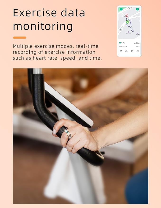Ladies Smart Ring for Women Health Ring Blood Pressure Heart Rate Monitor Sleep Tracker Fitness Tracker Calories Step Counter Pedometer Gesture Control Waterproof Compatible with iOS Android Phones