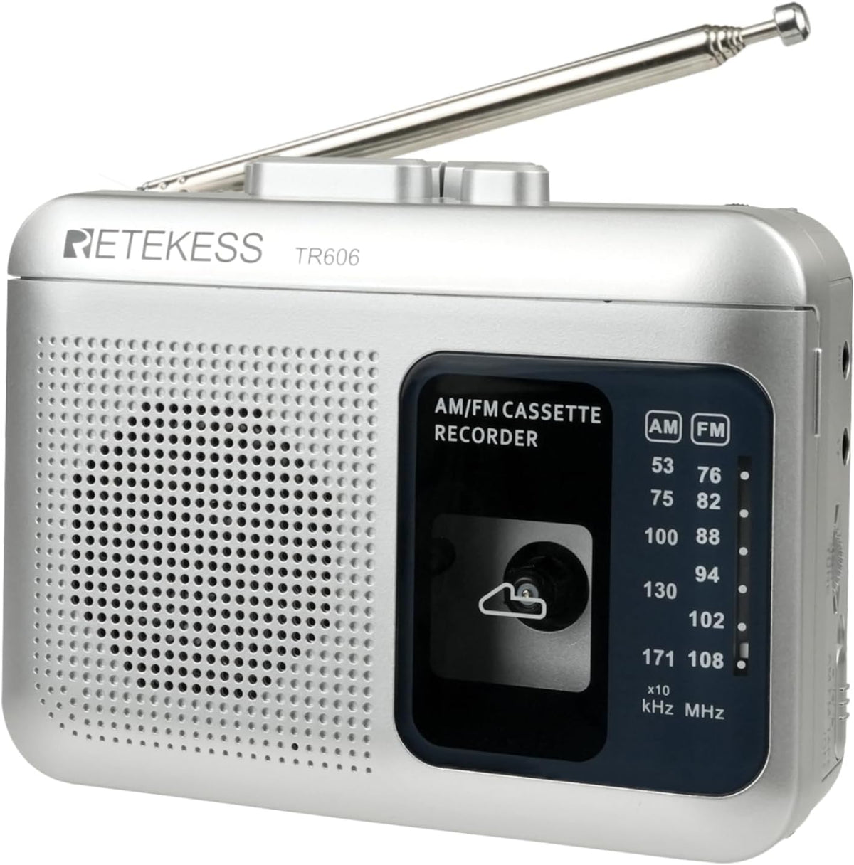 Retekess TR606 Cassette Cassette Tape Recorder Player, AM FM Players, Supports Voice/AUX Line in Record, Powered by DC