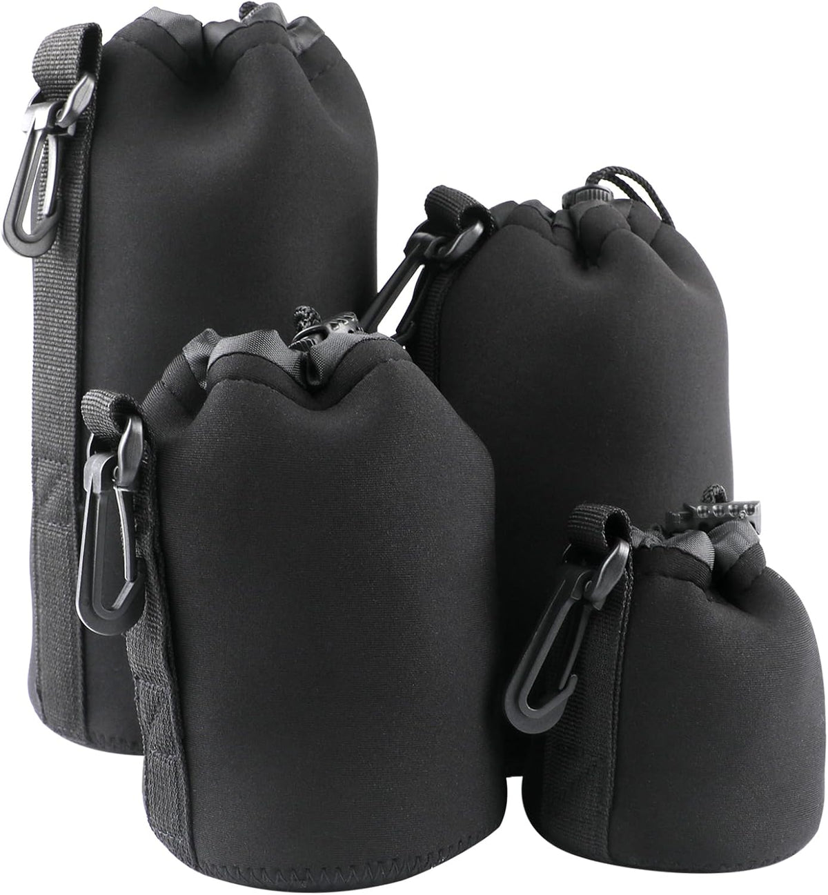 Sopoloray 4pcs Bag,4 Set Camera Lens Sizes Protective Camera Lens Pouch with Drawstring Design,Soft Plush Neoprene