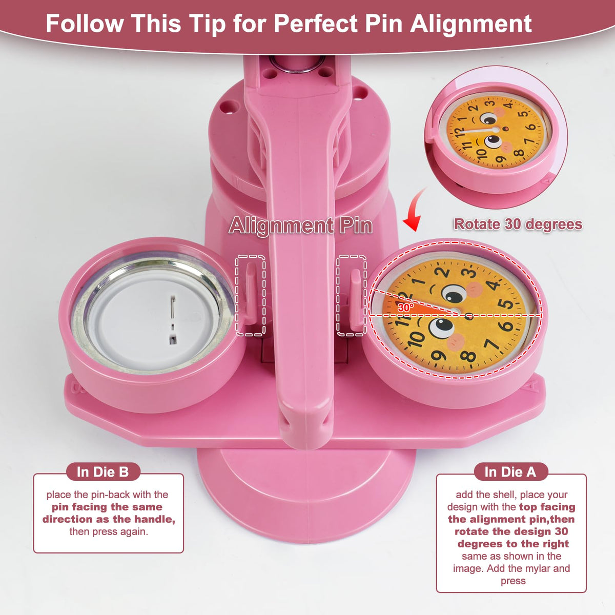 MK.Bear 2026 Button Maker Machine 2.25 Inch (58mm), No Installation Required Pin Maker Kit for Button Making, DIY Pink Badge Maker Button Press with 30 Badge Supplies & Circle Cutter
