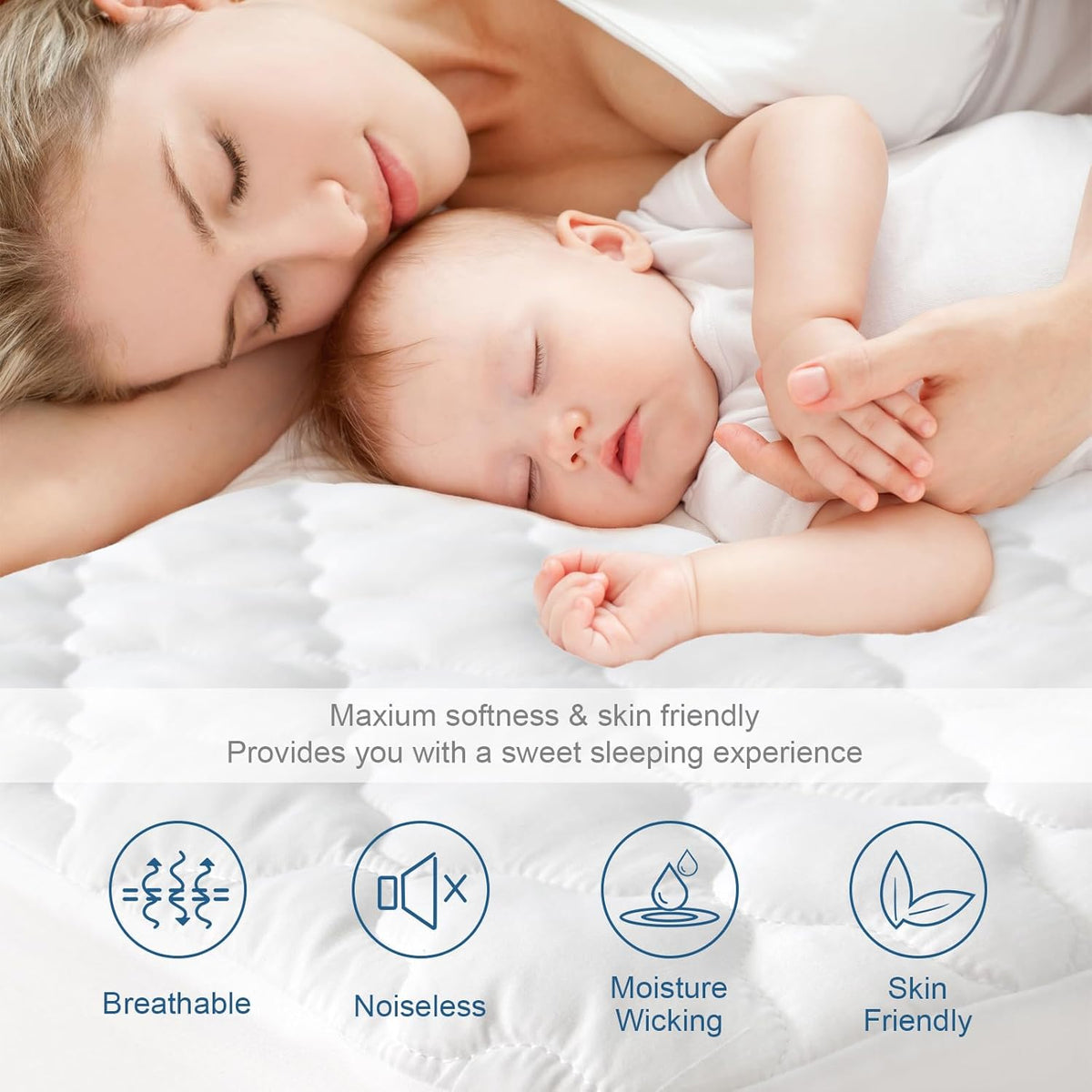 Queen Mattress Protector by [Brand Name] - Waterproof Quilted Cover with Ultra Soft Surface | Fits Mattresses Up to 14 Inches