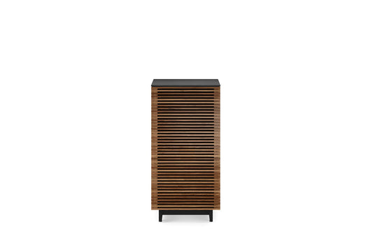 BDI Furniture Corridor 8172-22'' Audio Cabinet with Flow-Through Ventilation, Cable Management, Adjustable Shelves, Louvered Doors, Satin-Etched Tempered Glass Top, Natural Walnut