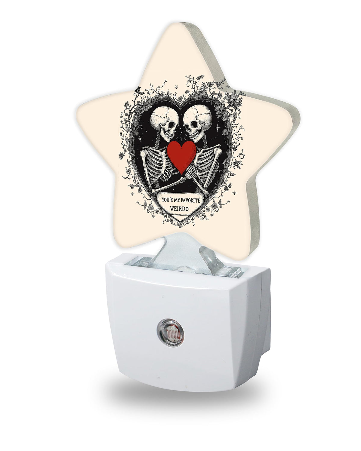 Snowmolle Gothic Skeleton Night Lights Plug Into Wall Decorative,Red Heart Sleep Friendly Lamp, Energy Efficient Dusk-to-Dawn Sensor Nightlights for Kid Bedroom Nursery Bathroom