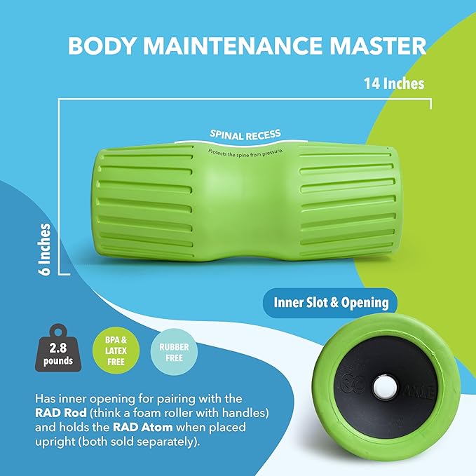 RAD Axle ??Extra Firm High-Density Exercise Foam Roller ??Deep Tissue Myofascial Release for Back, HIPS, Legs & Shoulders ??Muscle Recovery Tool for Stretching & Mobility