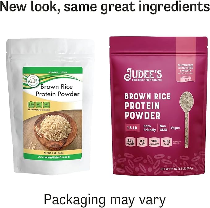 Judee?™s Brown Rice Protein Powder (80% Protein) 1.5 lb - Non-GMO Sprouted - Keto-Friendly, Dairy, Gluten & Soy-Free - Plant-Based