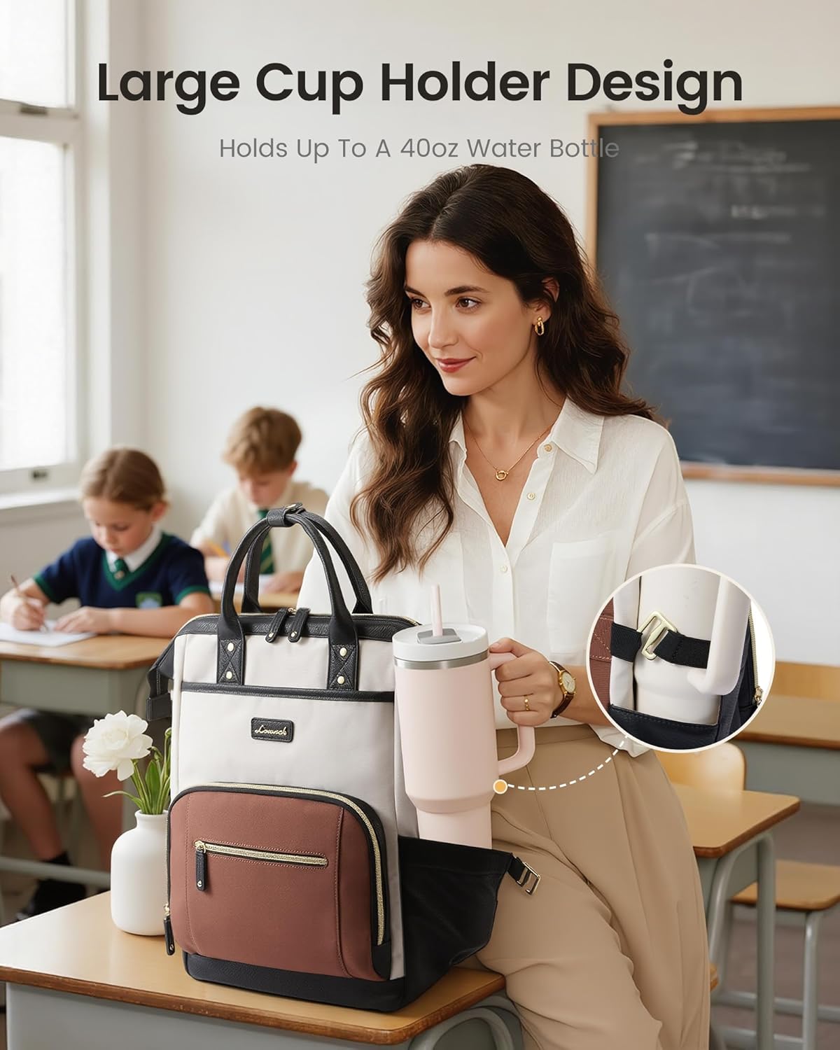 Backpack Holder,17 inch Backpack Backpack LOVEVOOK Laptop for Women with Giant Tumbler Professional Nurse Teacher