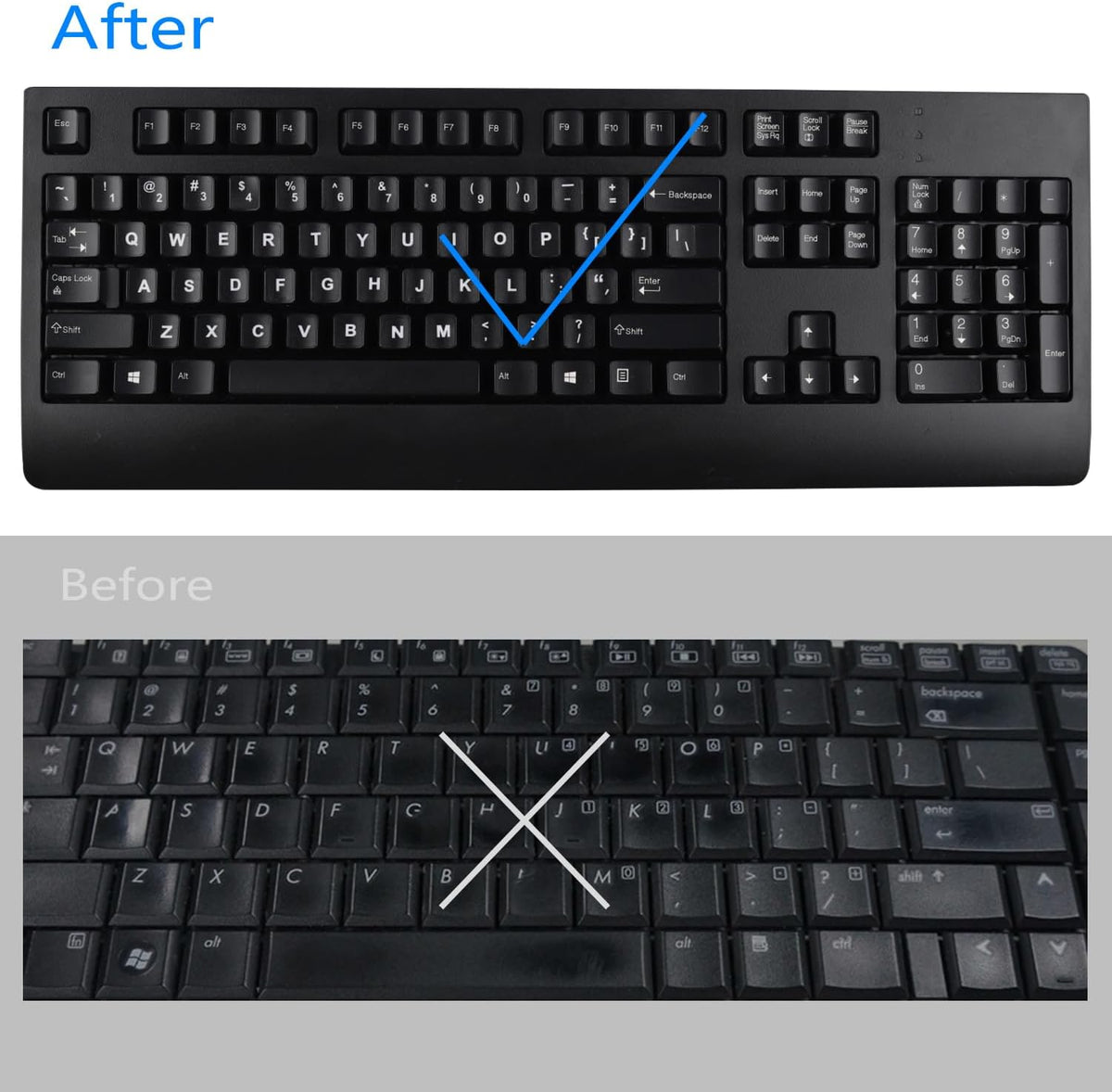 MUBUY-GOL (6-in-1), Universal Korean Keyboard Stickers Black Background with White Lettering for Computer Laptop