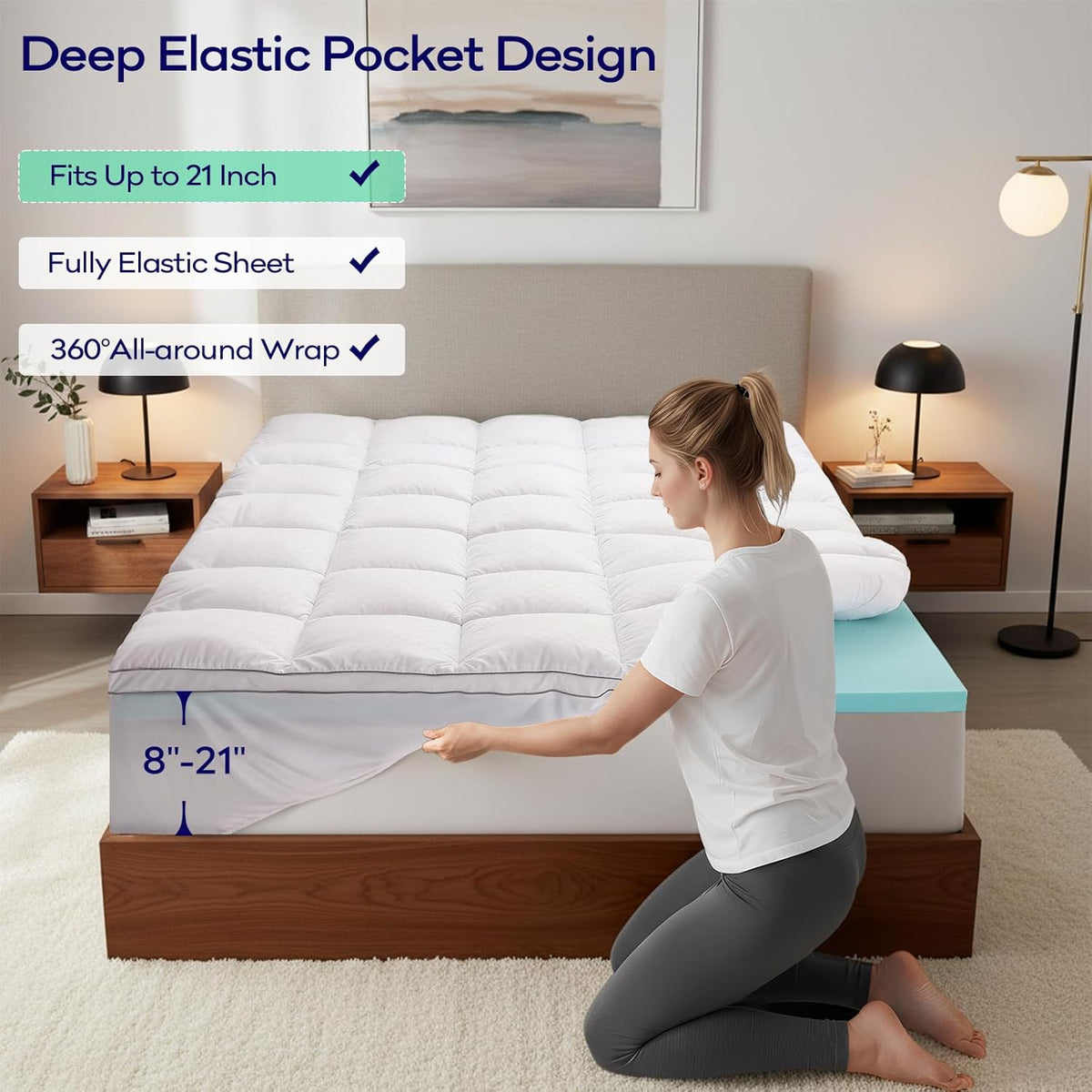 OLANLY Memory Foam Mattress Topper - Dual-Layer 4 Inch Queen Size for Back Pain Relief | Cooling Pillow Top
