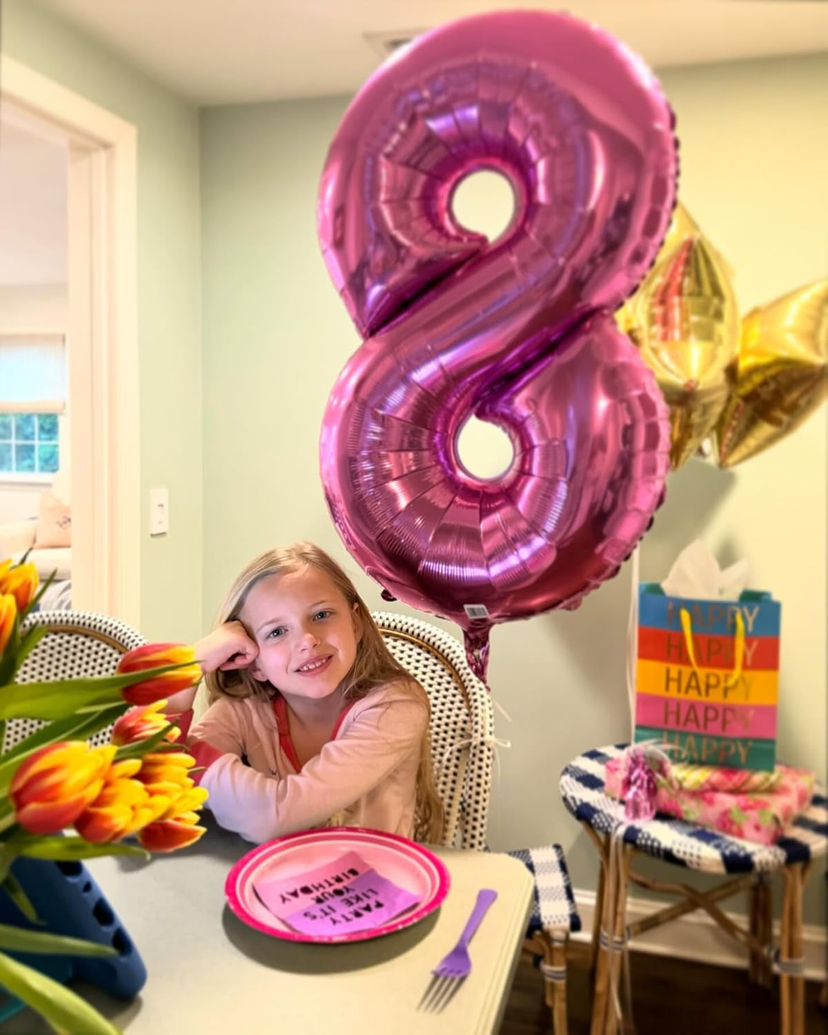 Number 8 Balloon - 40 Inch Pink Birthday Decoration for Girls | Perfect 8th Birthday Party Supplies