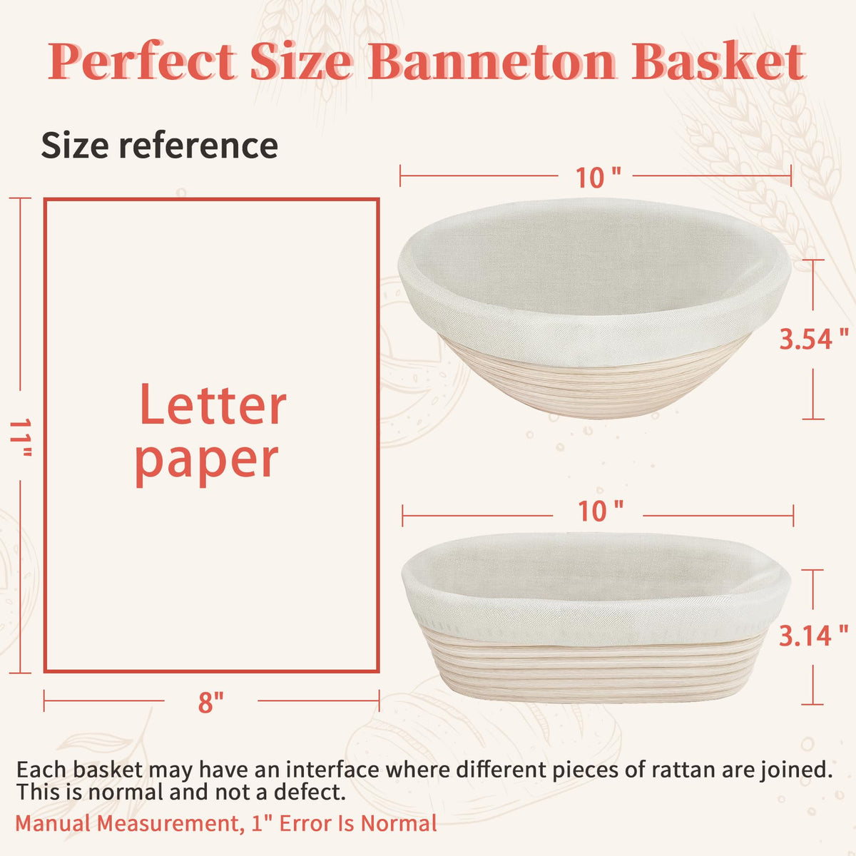 Aliggbent 38Pcs Sourdough Bread Baking Supplies, 10'' Round & Oval Banneton Bread Proofing Baskets with 24 oz Sourdough Starter Jar Kit, Digital Scale, Bags & Bread Making Tools Kit for Artisan Baking