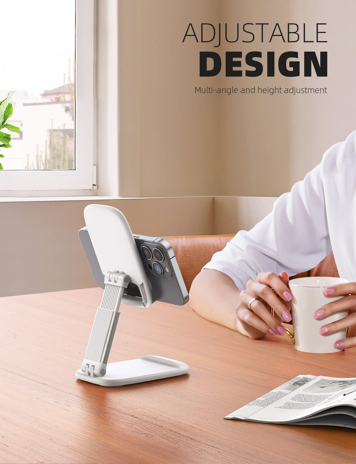 Lamicall White Cellphone Stand, Xmax Gift for Men Women Mother Father Girls Boys Coworkers, Desk Accessories, Telephone Stands, Workspace Organizersf, Gifts for Christmas