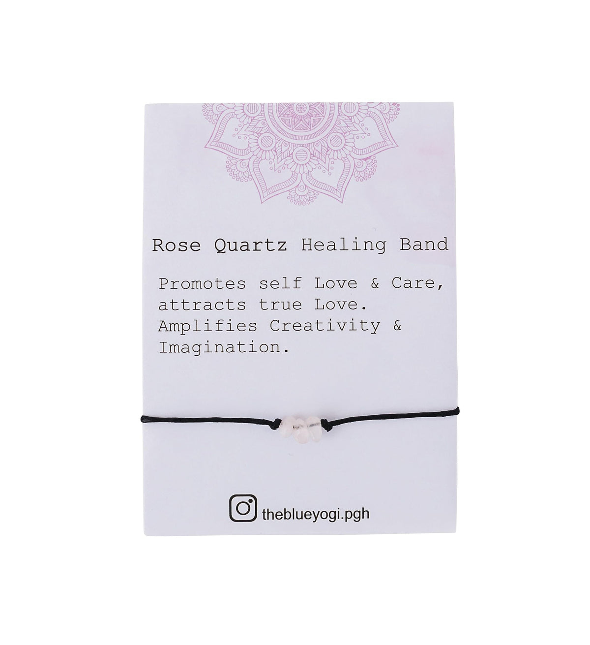 The Blue Yogi Healing band -2 in 1 protection Bracelet/Anklet with an affirmation- Tie Closure (Rose Quartz)