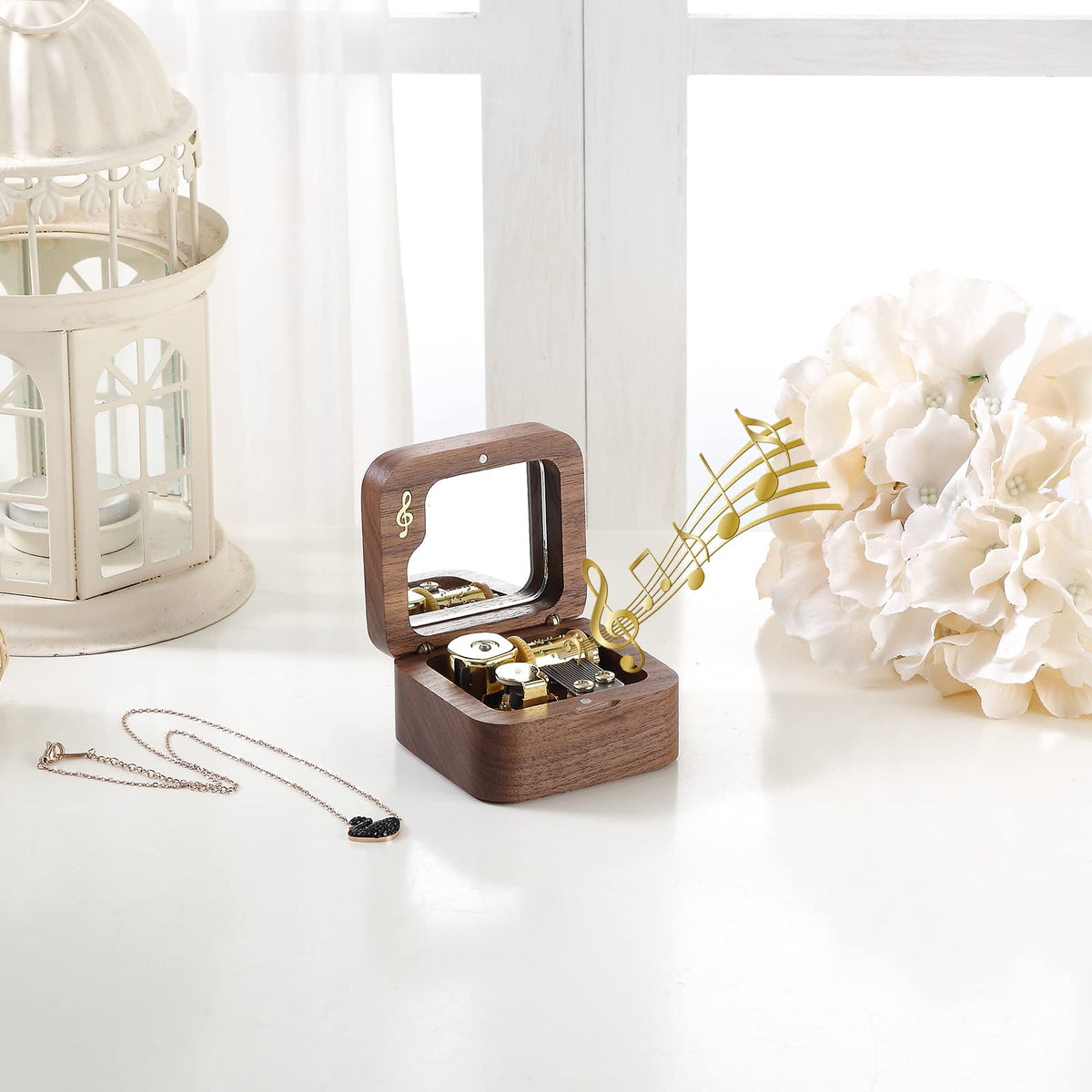 JYmusic Natural Solid Wood Music Box with Pause Function Gift for Birthdays Mother’s Day Children’s Day Valentine’s Day & Christmas
