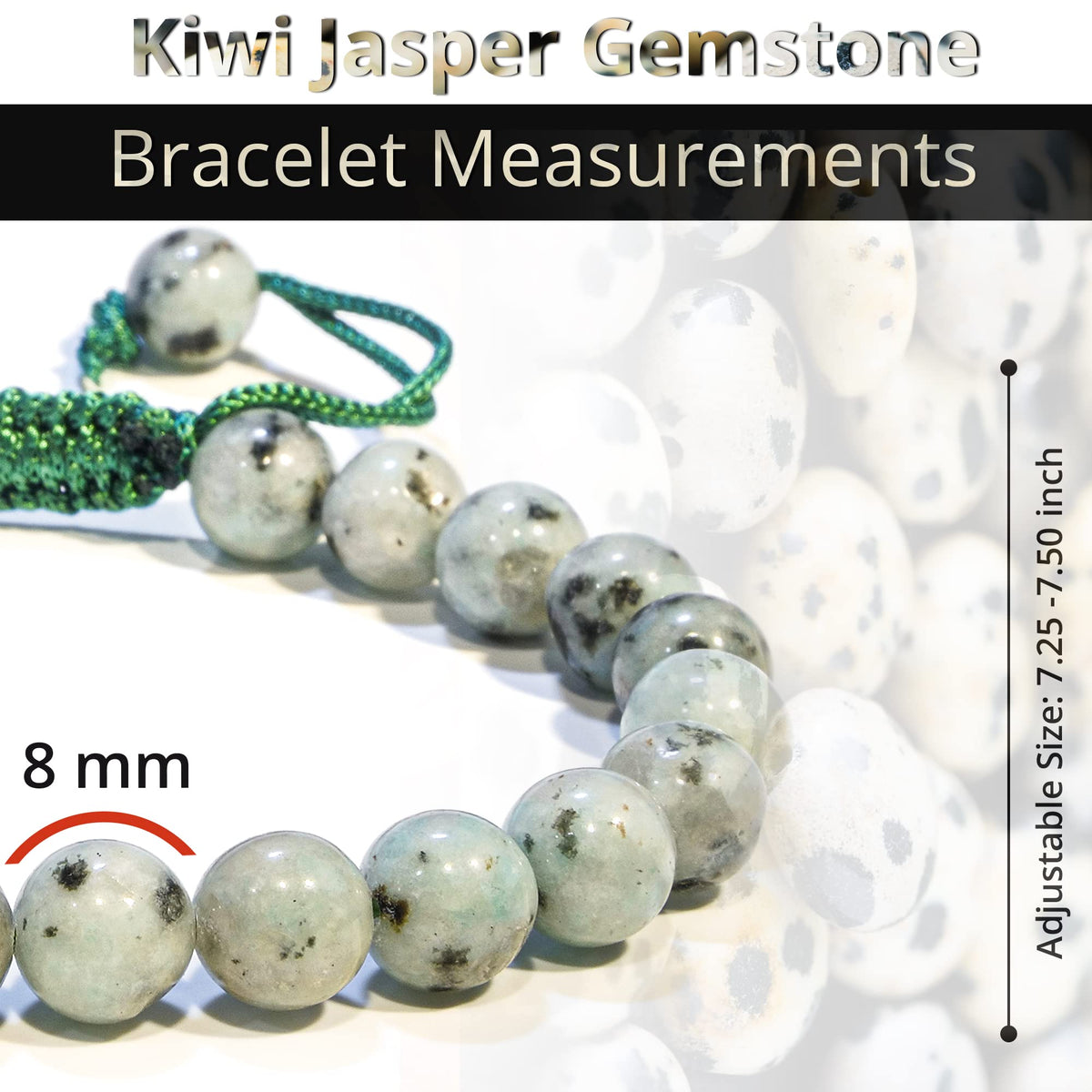 ANAYA AGATE Healing Crystal Bracelet – Chic Gemstone Bracelet for Men and Women – 8mm Round Bead Bracelets for Spiritual Healing, Protection, Positive Energy - Kiwi Jasper