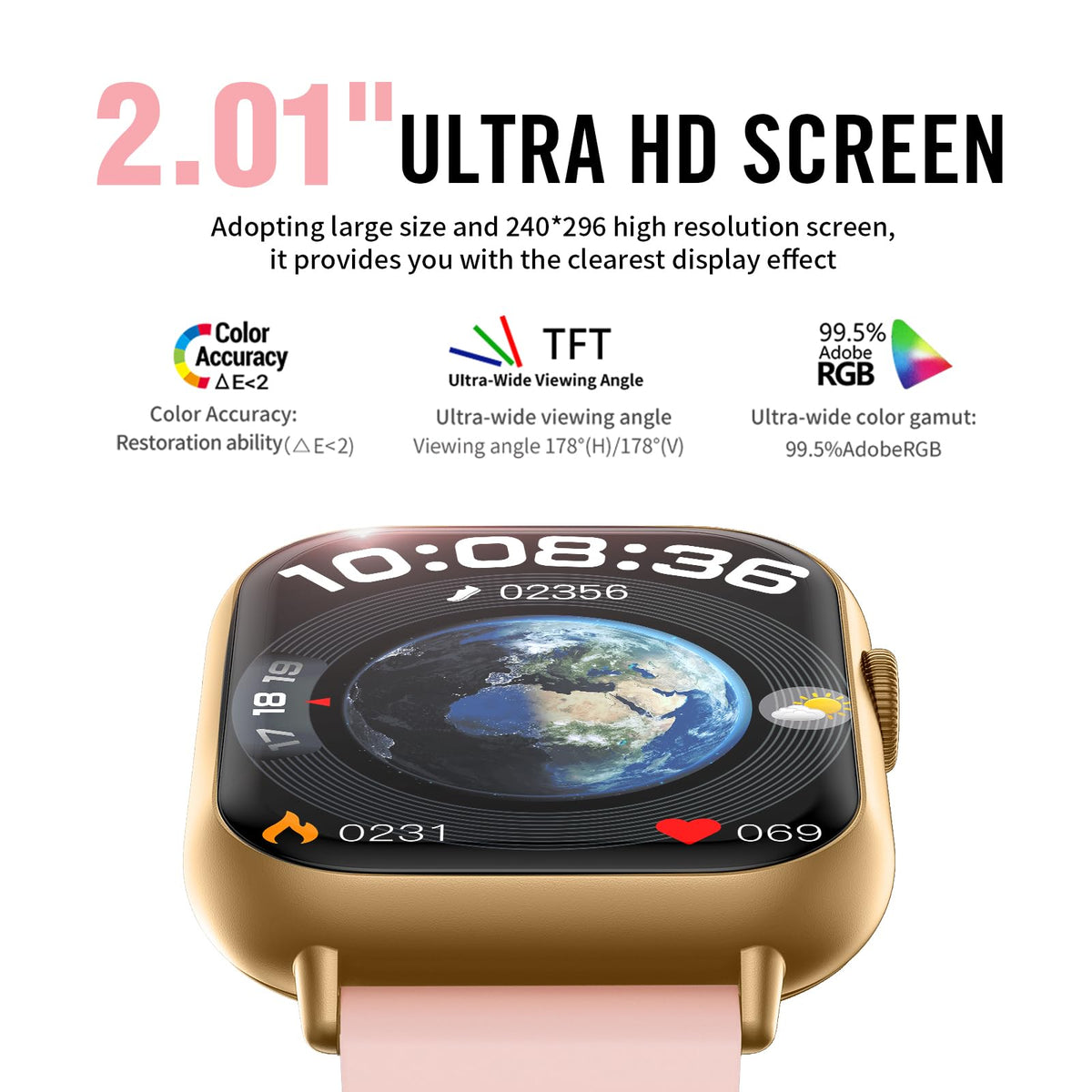 Smart Watches for Men Women (Answer/Make Call), 2.01" HD Screen Fitness Tracker Watch with Blood Pressure/Heart Rate/Sleep Monitor, Smart Watch for Android iOS Phones, IP67 Waterproof Sport Watch