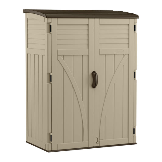 Suncast Outdoor Storage Shed, Water Resistant Resin Vertical Outdoor Storage Cabinet for Patio, Garden Tools, Cushions, & Equipment, Weatherproof Multi-Wall Design, 54 cu. ft., Made in USA