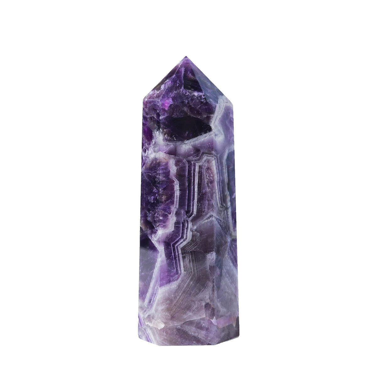Runyangshi Dream Amethyst Wand 4.72"-5" Crystals Tower 6 Faceted Single Point Crystal Healing Crystal for Meditation Reiki Home Decor Gift