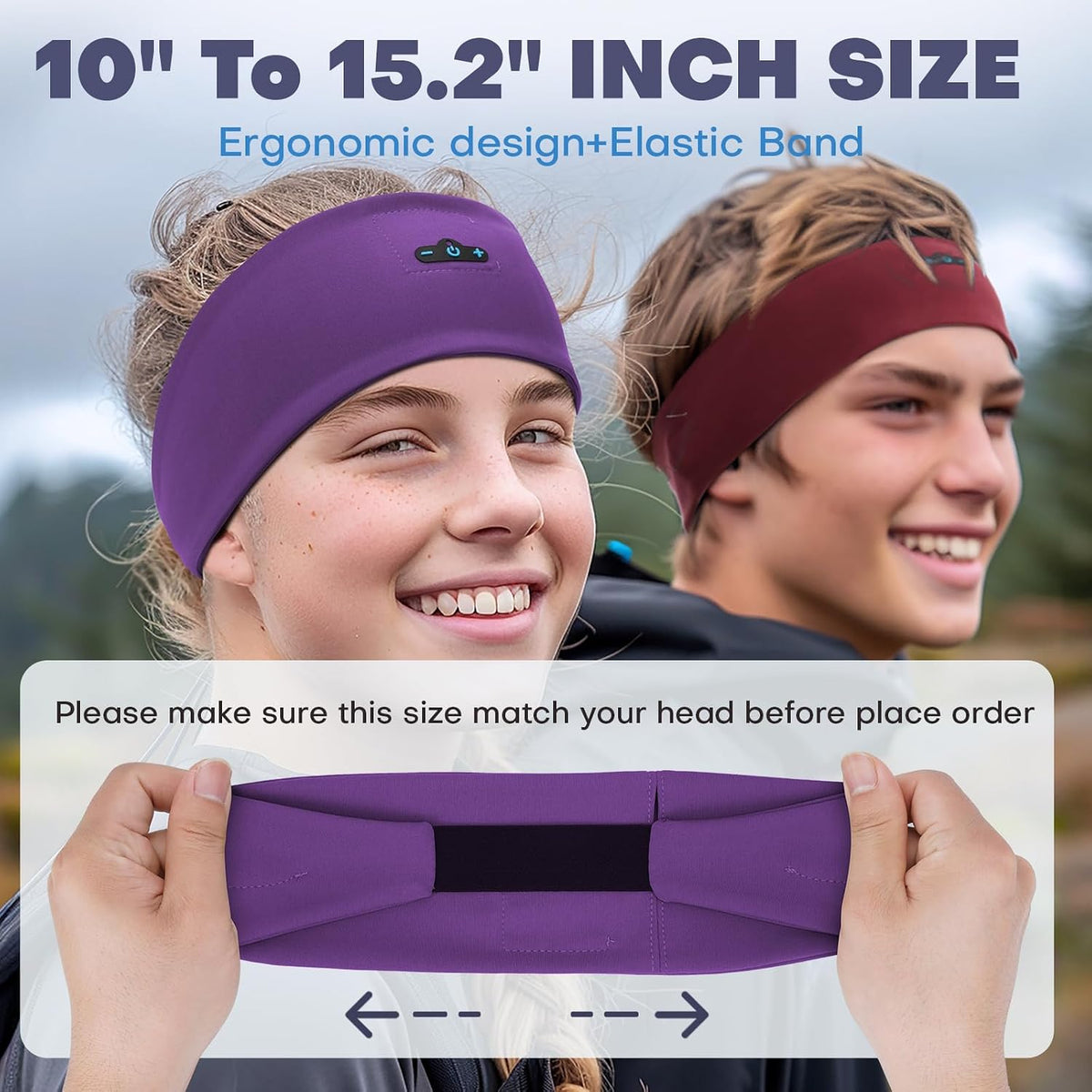 17H Sleep Headphones Bluetooth Headband for Side Sleeper, Playtime, Wireless Headband Headphones with HD Stereo