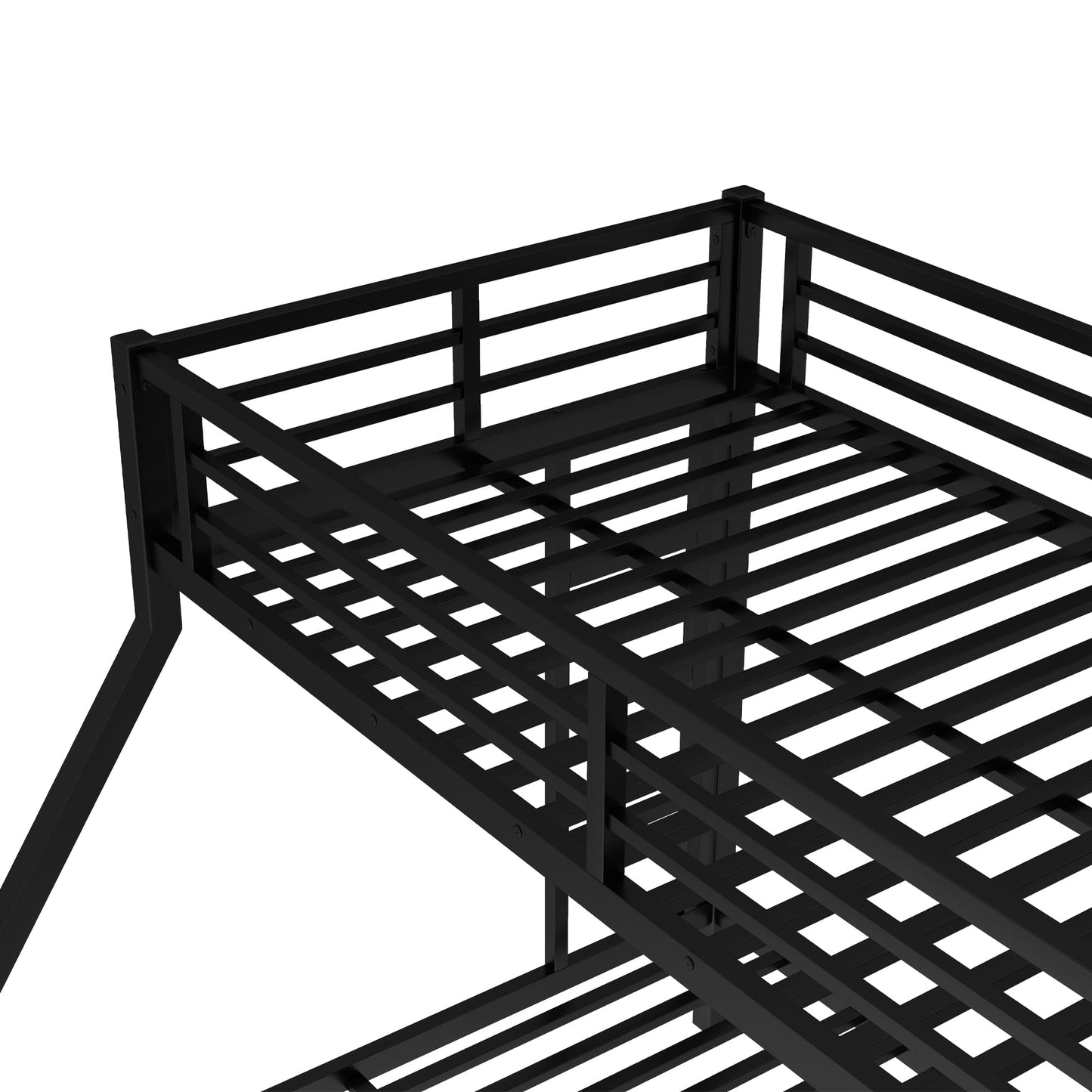 Bellemave Metal Bunk Bed with Trundle, Twin XL Over Queen Bunk Trundle and Guardrail and Ladder for Kids/Teenagers, Adults, No Box Spring Needed，Black