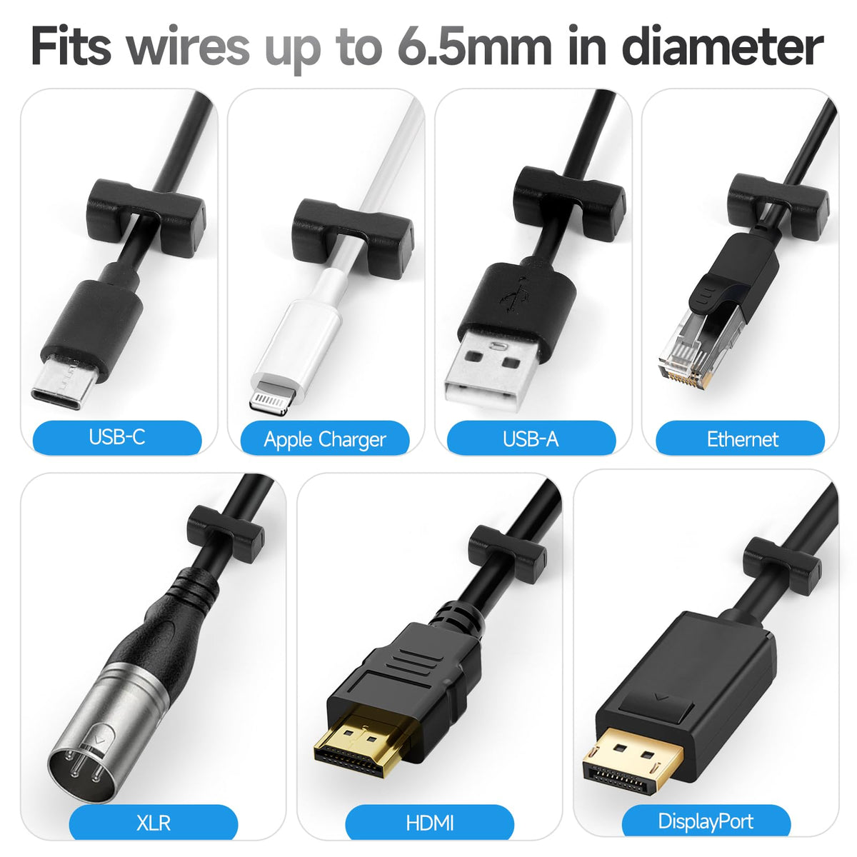 10 Pack Magnetic Cord Organizer Holder, Cable Clips - Strong Magnet Wire Management for Desk, Under Desk, Nightstand, Office, Car, Kitchen, Adjustable