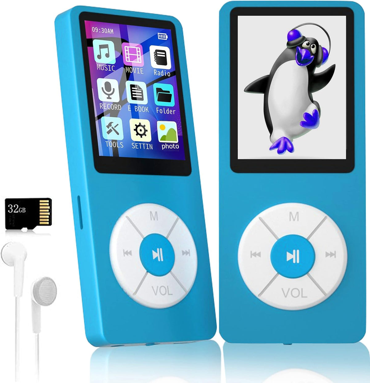 Xidehuy MP3 32GB Player with TF Card,Built-in HD Speaker,Portable HiFi Music Player with Video/Voice Recorder/FM