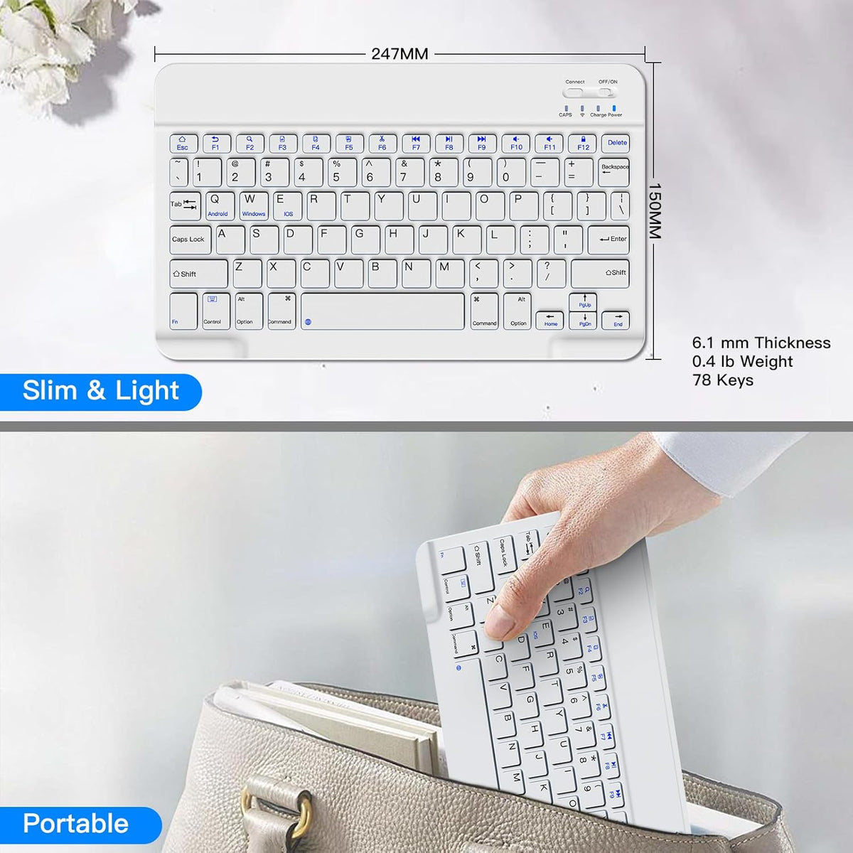 XIWMIX A9+/S10 FE/S9/S9 FE/S9+/S9 FE+/S6 Lite/S7/A8 Wireless Bluetooth Keyboard for Samsung Galaxy Tablets, Ultra-Slim