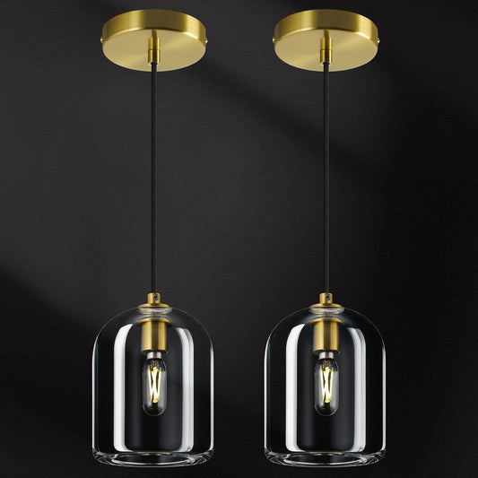 LBSQJ Modern Gold Pendant Lights Kitchen Island Ceiling Chandelier Indoor Crystal Hanging Light Fixtures for Dining Room Kitchen Living Room Bedroom（2Pack）