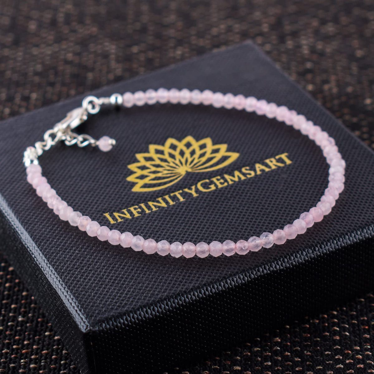 YANARA Rose Quartz Bracelet for Women, Natural Pink Gemstone Beads Dainty Jewelry, April Birthstone, Energy Healing Crystals, Silver Plated Chain 8 inch Adjustable, Birthday Valentines Day Gifts For Her