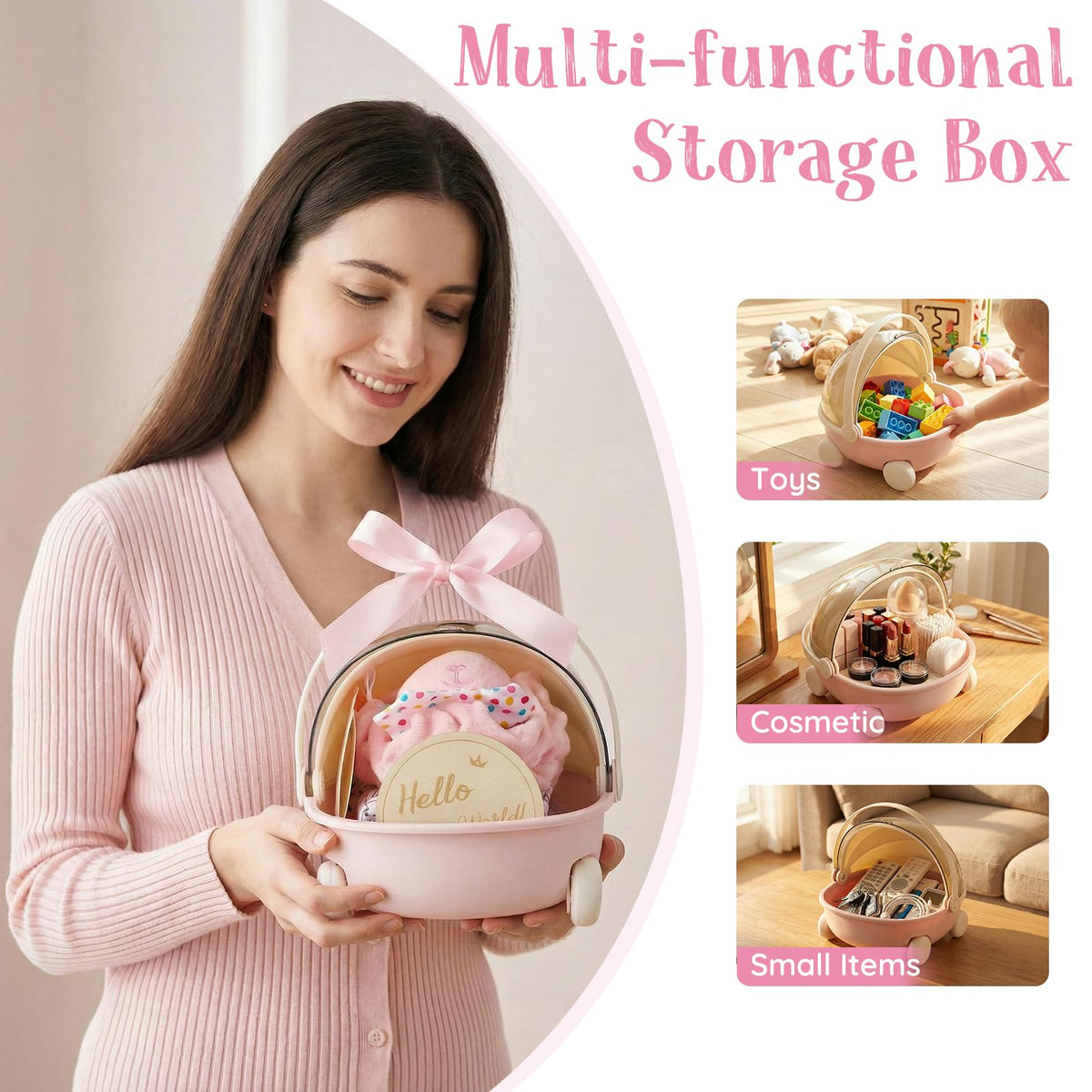 Baby Girl Gift Set - 12 Pcs Newborn Essentials with Bunny Lovey, 100% Cotton Onesie, Milestone Sign & Photo Frame - Unique Carriage Storage Box, Ready-to-Gift Baby Shower Gifts for Newborn Girls