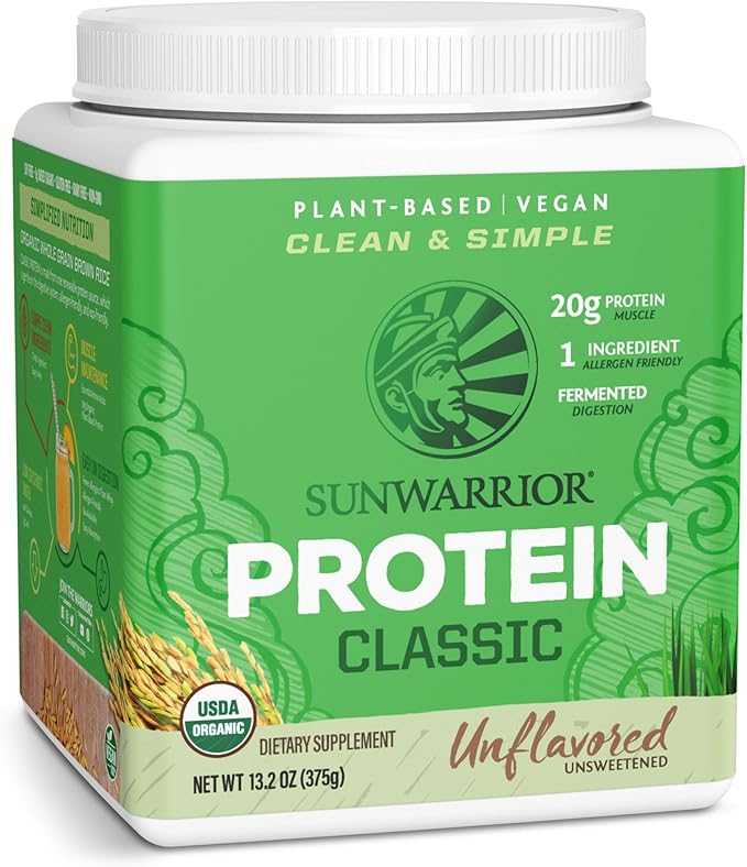 Brown Rice Protein Powder with Bcaa & Amino Acids Raw Rice Protein Shake Gluten Free Low Carb Dairy Free | Plant Based Classic Sprouted Brown Rice Protein Powder Natural 750g by Sunwarrior