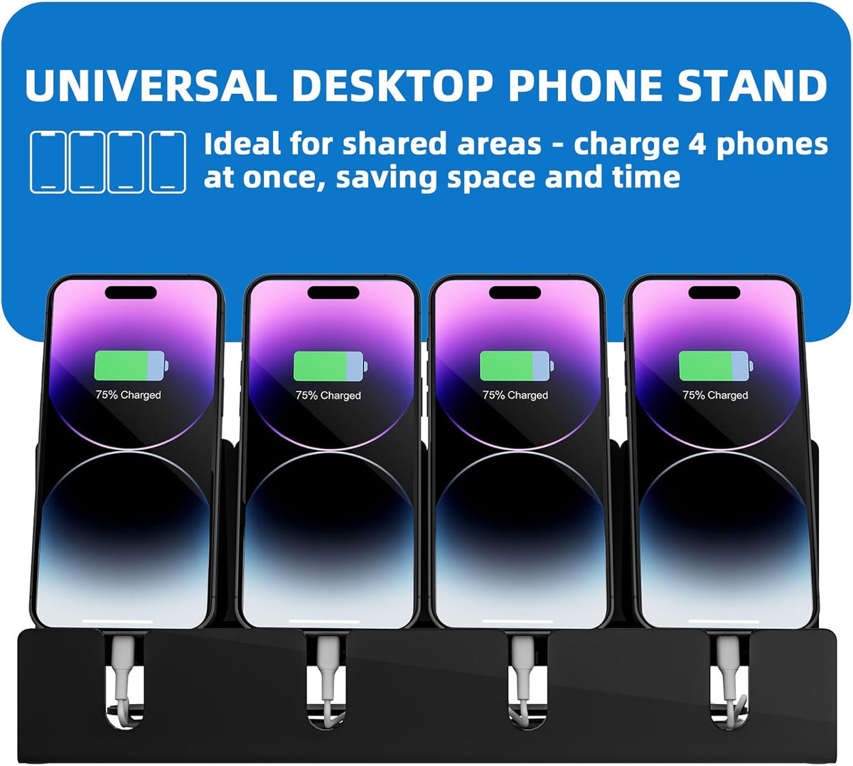 CaSZLUTION 4 Cell Phone Stand, Multiple Phone Holder Organizer Stand for Phones, Acrylic Desktop Mobile Phone Docking