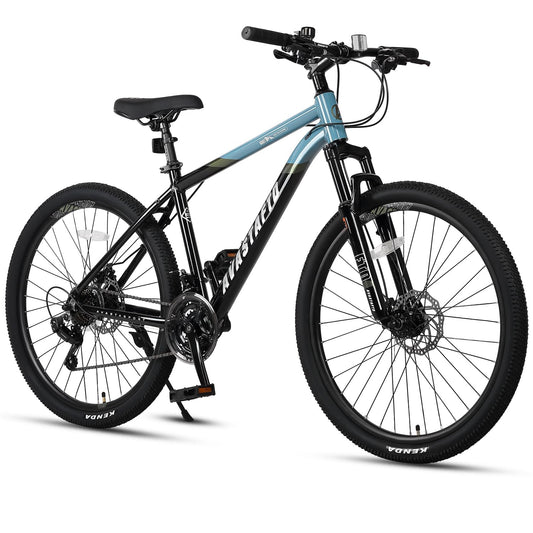 AVASTA 27.5-inch Mountain Bike for Man Male and Woman Female Adult with Lightweight Aluminum Alloy Frame and Dual Disc Brakes,Front Suspension,21-Speed Gear Shifters,Hidden Brake Cables,Blue
