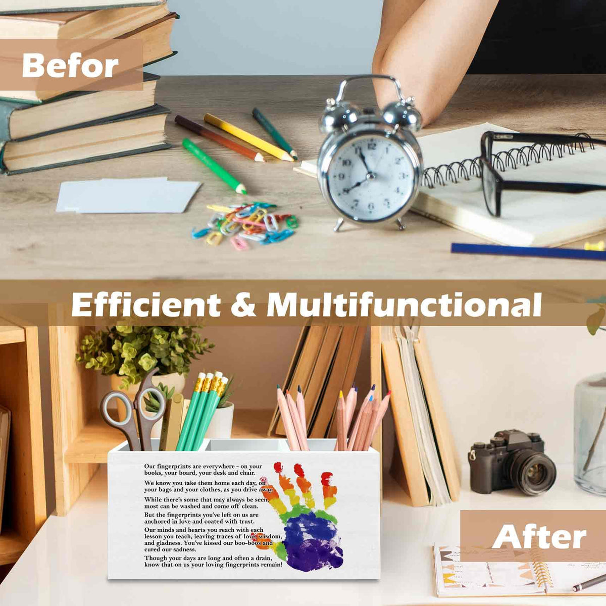 DILSJ Teacher Graduation Gifts Pen Pencil Holder Organizer for Desk, Appreciation Teacher Gifts, Retirement Gift Wooden Box Signs for Woman Mentor Office & School Supplies