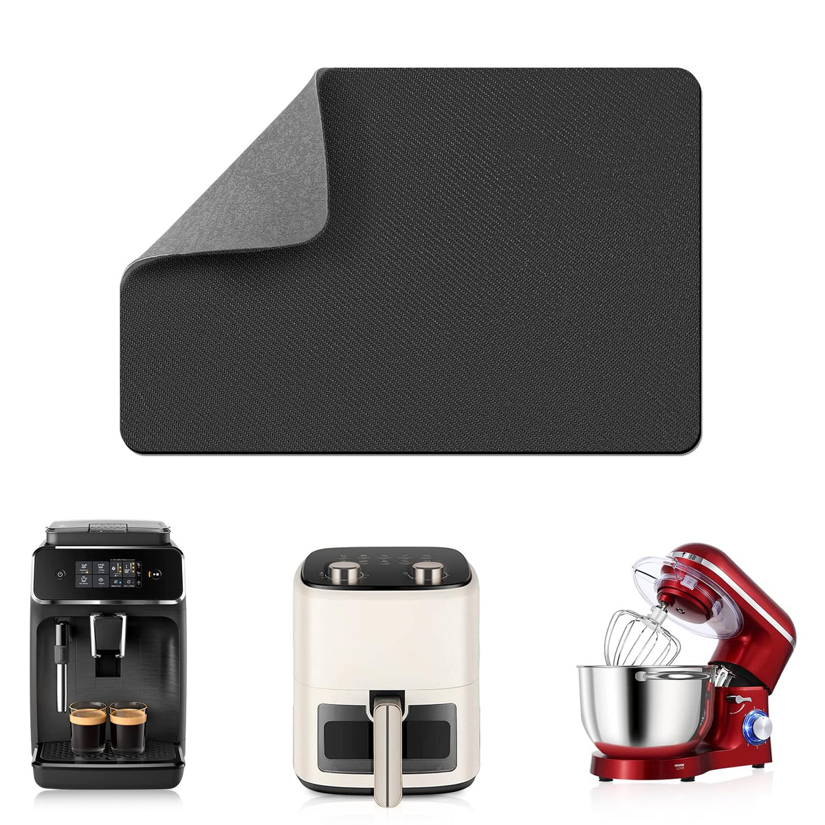 LOPNUR 14"x10" Small Appliance Slider, Appliance Sliders for Kitchen Appliances, 360° Rotating Sliding Tray for Coffee Maker, Heat Resistant Mat Cut to Fit Stand Mixer Air Fryer Microwave, Gray