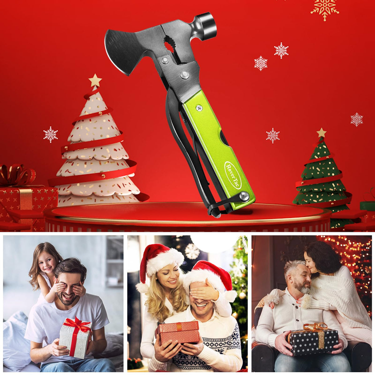 Christmas Gifts for Men Dad, RoverTac Multitool Axe for Mens Gifts, Gifts for Dad Husband Dad Boyfriend, Christmas Gifts Mens Stocking Stuffers-14 in 1 Multi Tool Axe Hatchet