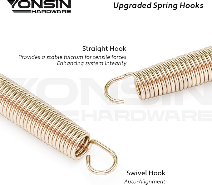 Trampoline Springs Heavy Duty with Swivel & Straight Hooks, Stainless Steel Trampoline Accessories Ideal Spring Replacement, Includes T-Hook Tool