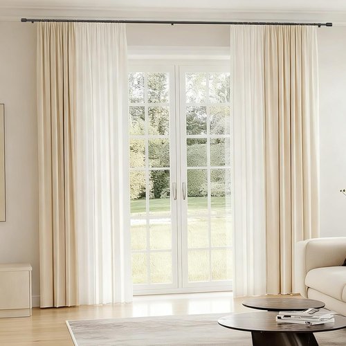 Adjustable Black Curtain Rods by [Brand Name] - 5/8” Diameter, 30-120 Inch for Windows | 2 Pack with Brackets