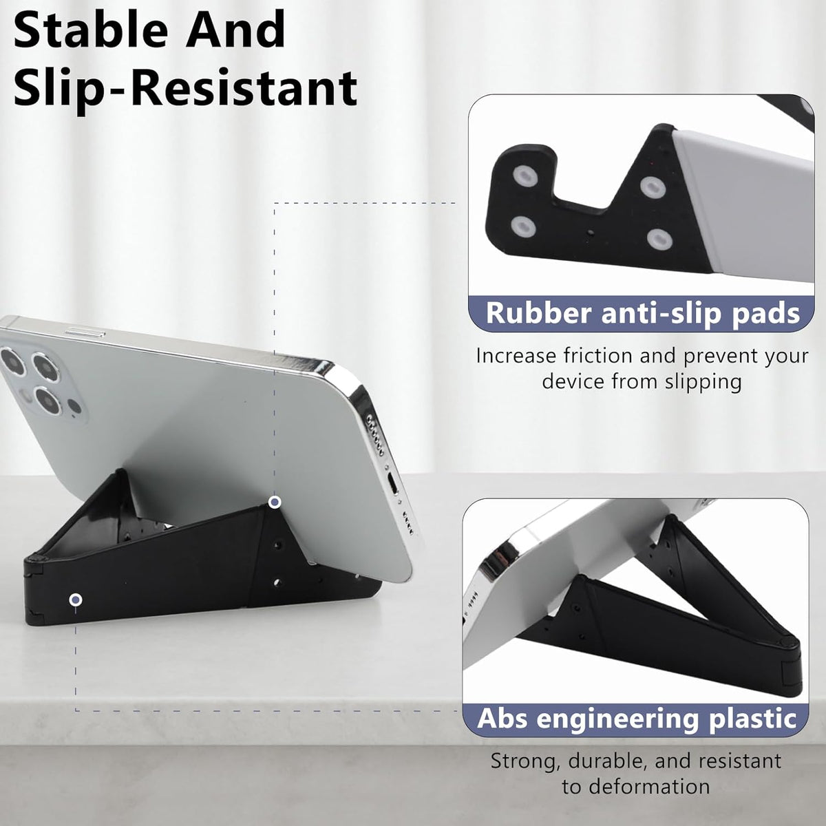 Ceemiaa Pack 4 Portable Mobile Phone Stand for Desk, Foldable Pocket Travel Holder, Universal V Smartphone Kickstand