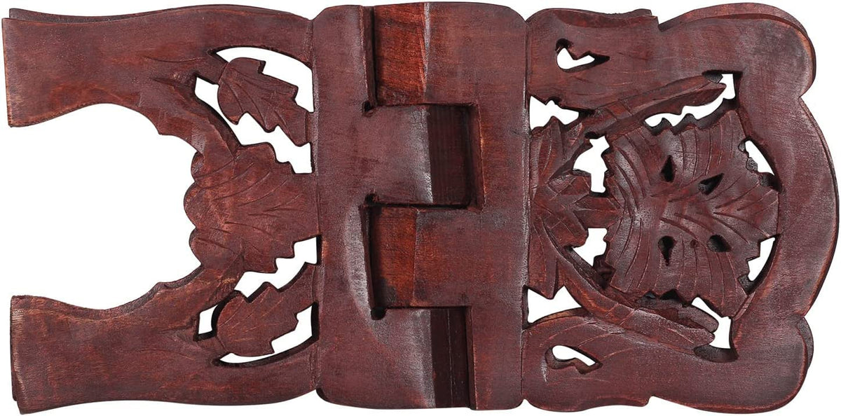 AnNafi® Wooden Book Holder Stand | Rehel/Rehal For Quran Geeta Bible | Indian Book Holders For Reading Hands Free For Desk Carved Antique | Holy Book Stand Prayer/Pooja Wood Islam Decor Handmade Gifts