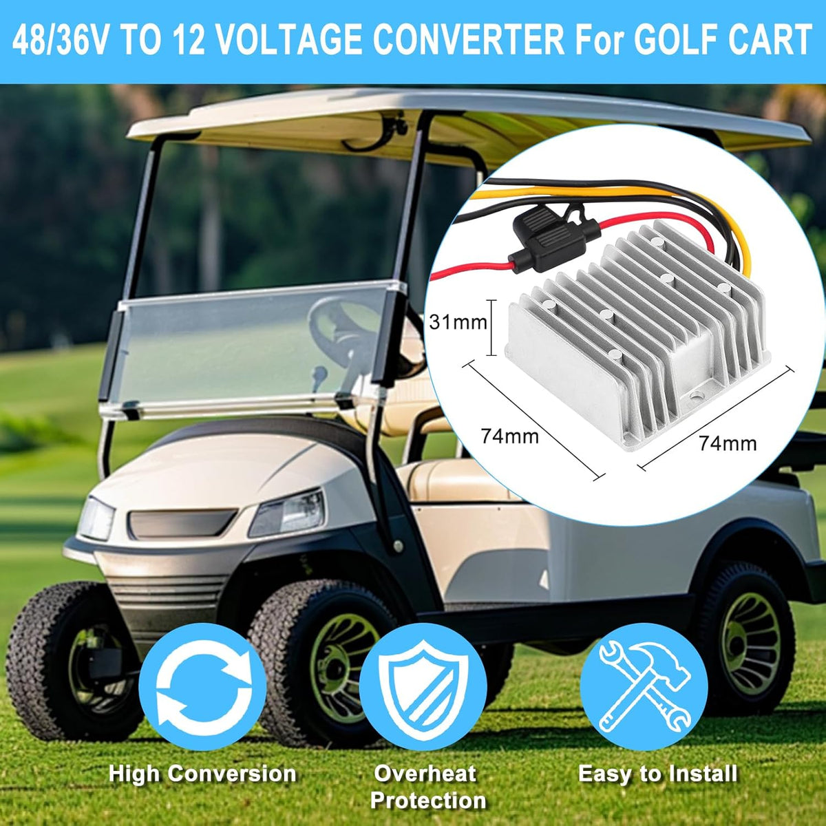 SUPERNIGHT 48V 36V 12V 240W 20A 12V to Voltage Converter Regulator Step Down to DC- DC Convert Reducer with Fuse
