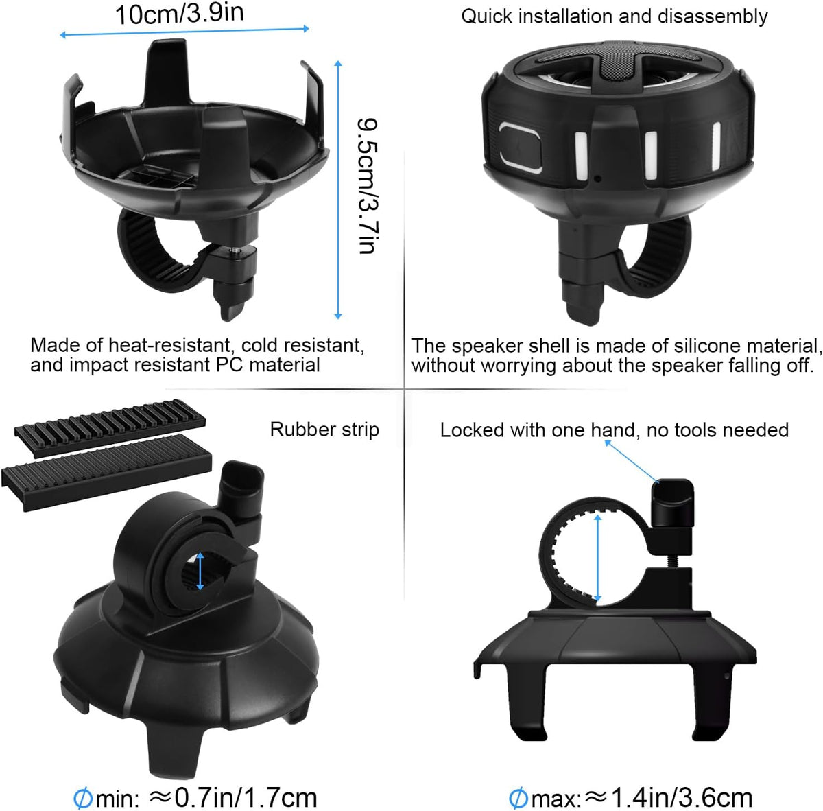 XLEADER V5.4, IPX7 Navigation,10W 24H Upgraded, Pro Bike Speaker, with Handlebar Mount, Bluetooth Waterproof, Silicone