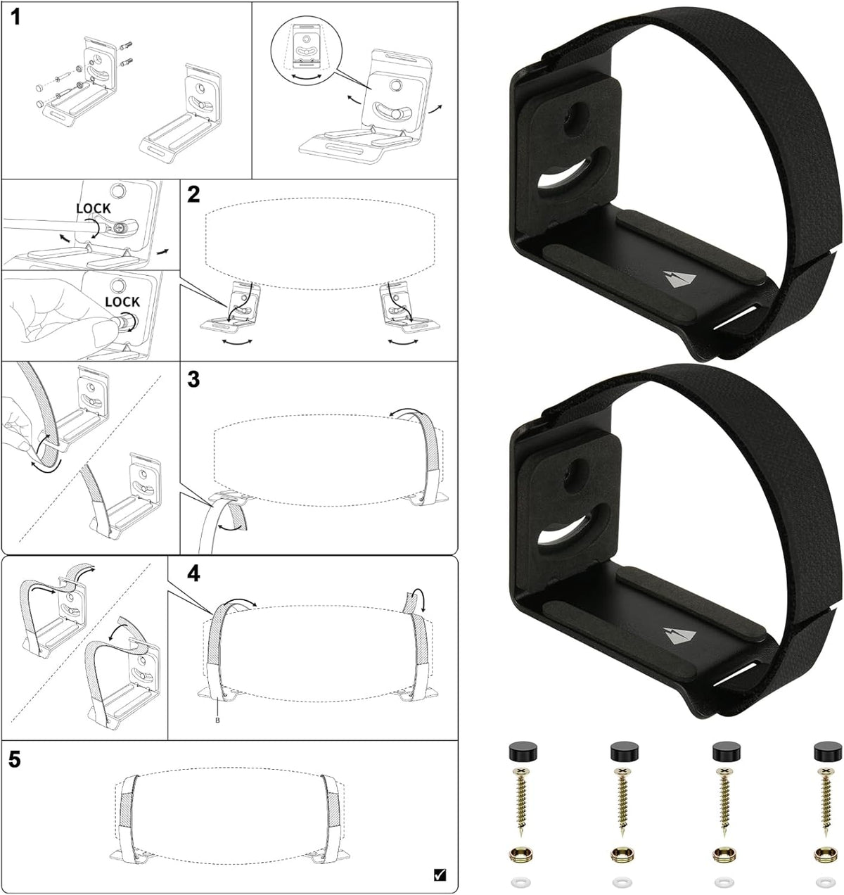 TXEsign Soundbar Wall Mount for JBL, Bose, Samsung, Vizio, Sony Sound bar with Hook and Loop Straps Metal Sound Bar