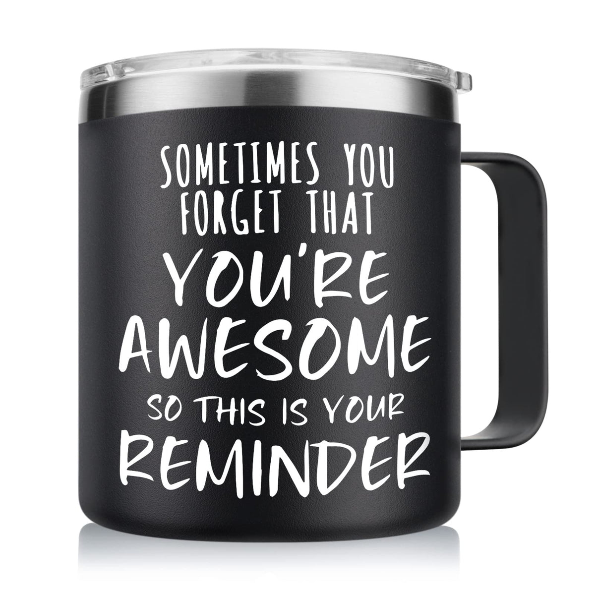 NOWWISH Inspirational Gifts for Men Women, Sometimes You Forget You're Awesome Coffee Mug, Thank You Gifts, Funny Birthday Gifts for Husband Dad, Coworker, Friends on Fathers Day, Black