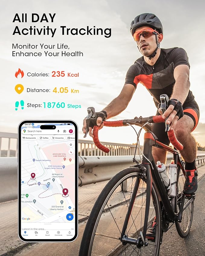 Health Fitness Tracker for Men Women: Smart Watch with 24H Heart Rate Monitor Blood Oxygen Sleep Tracker Calorie Step Counter 5ATM Waterproof Fitness Activity Trackers Compatible with iPhone Android
