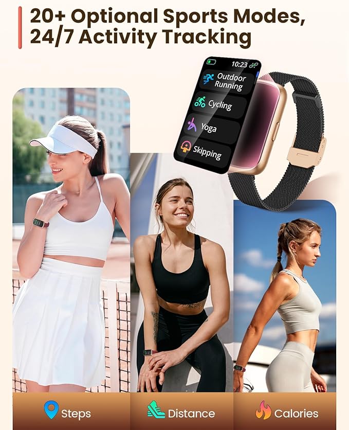 RUXINGX Fitness Tracker, Smart Watches for Women with Heart Rate Monitor, Sleep and Step Tracker, 20+ Sport Modes Fitness Watch for Women, Smart Watch for Android Phones & iPhones