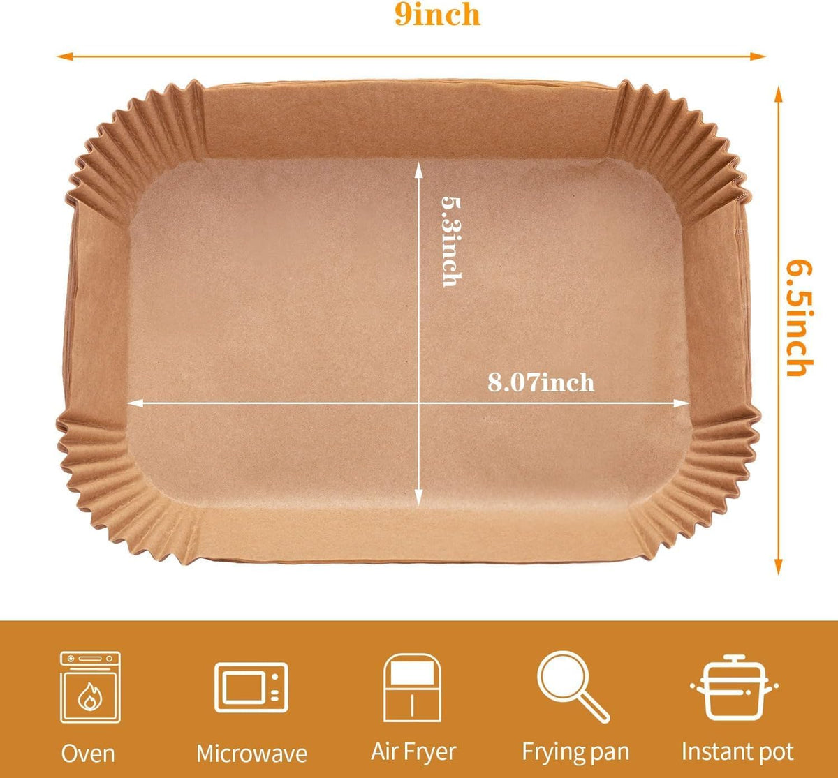 Skiennix Air Fryer Disposable Paper Liners - 100PCS Food Grade Parchment for Ninja DZ201 | 9" x 6" Natural