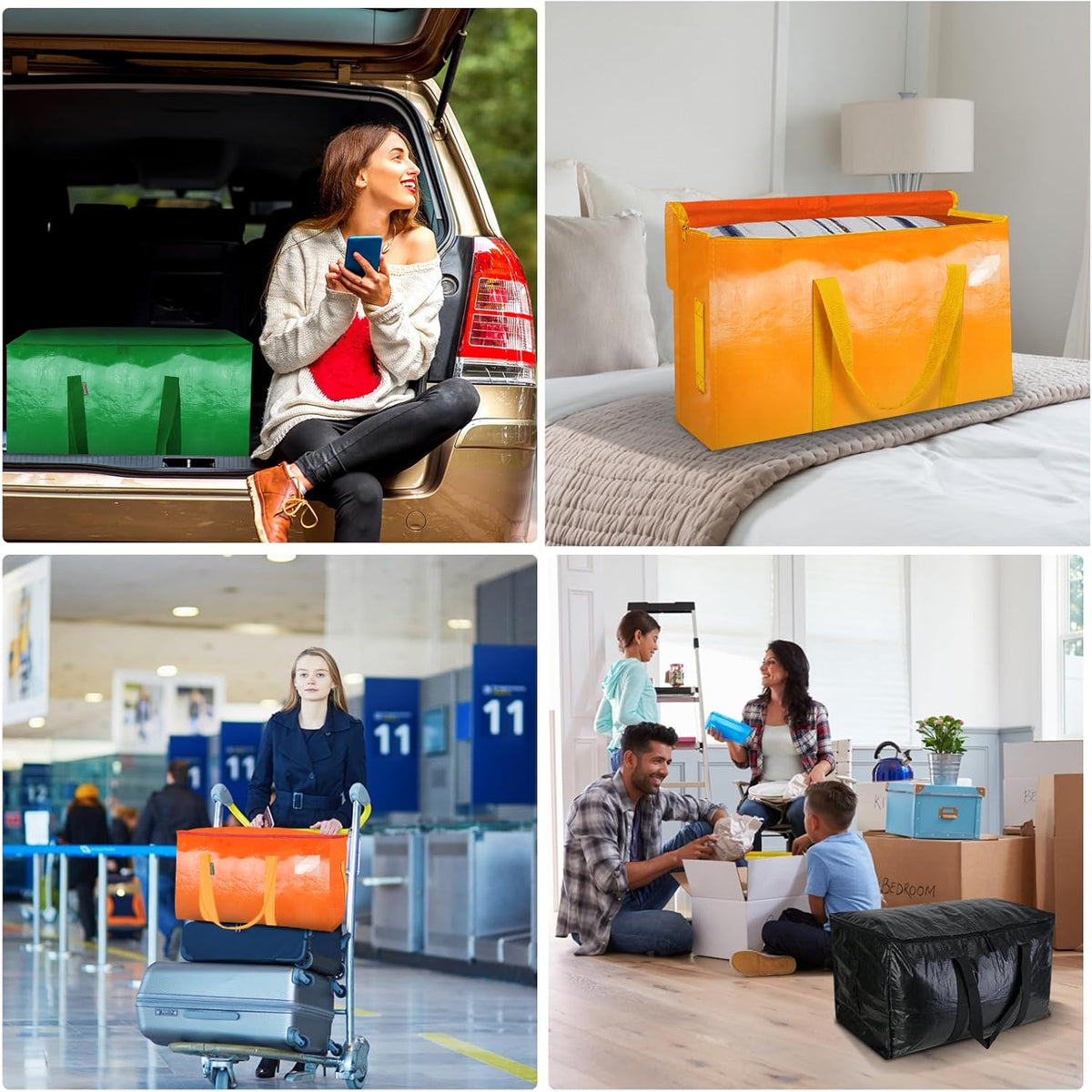 BALEINE 8-Pack Oversized Moving Bags - Heavy-Duty Storage Totes with Reinforced Handles | Orange