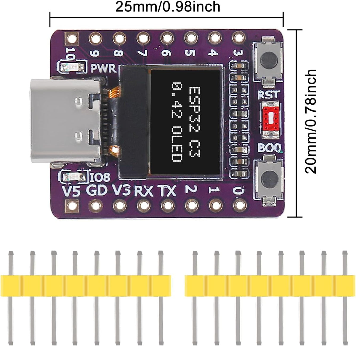 AITRIP 2PCS ESP32-C3 0.42-inch ESP32 OLED Development Board Supermini Development Board WiFi BLE
