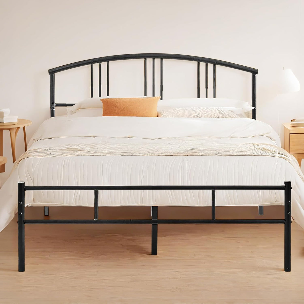 VECELO Queen Mattle Black Bed Frame with Headboard and Footboard, 14 Inch Metal Platform Mattress Foundation, Sturdy Premium Steel Slat/No Box Spring Needed